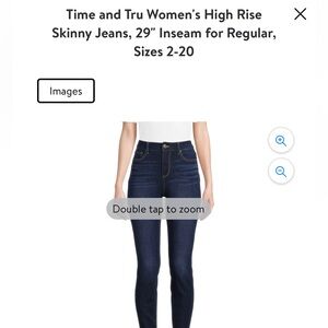 Time & Tru - high rise skinny jeans - dark wash - 10